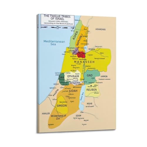 HAYZE Poster Karte der zwölf Stämme Israels, dekorative Leinwand, Wand- und Kunstposter, Malerei, 30 x 45 cm HAYZE Poster Karte der zwölf Stämme Israels, dekorative Leinwand, Wand- und Kunstposter, Malerei, 30 x 45 cm von HAYZE