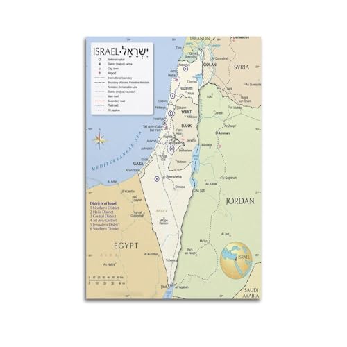 HAYZE Poster Karte von Israel, dekoratives Leinwandbild und Kunstposter, 30 x 45 cm HAYZE Poster Karte von Israel, dekoratives Leinwandbild und Kunstposter, 30 x 45 cm von HAYZE
