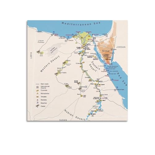 HAYZE Poster mit Karte der Länder, Ägypten, dekoratives Leinwandbild und Kunstposter, 60 x 60 cm HAYZE Poster mit Karte der Länder, Ägypten, dekoratives Leinwandbild und Kunstposter, 60 x 60 cm von HAYZE