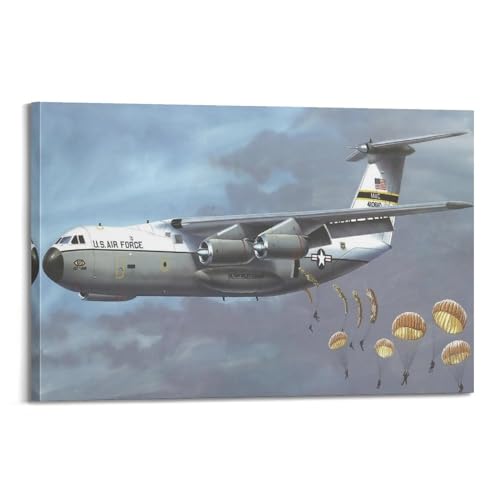 HAYZE Poster mit Militärflugzeugen C-141 Transportflugzeug, dekorative Leinwand, Wand- und Kunstposter, Malerei, 30 x 45 cm von HAYZE