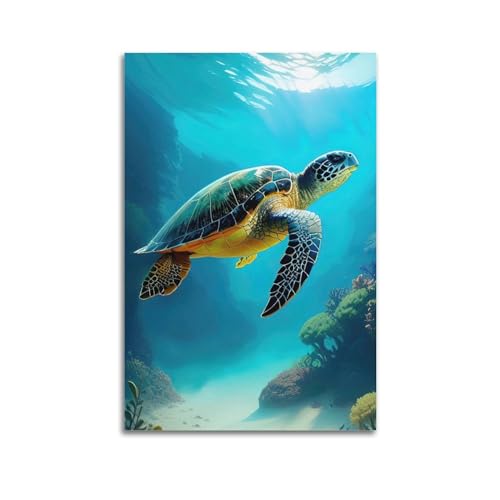 HAYZE Poster mit Tiermotiven, Motiv: einsame Schildkröte, dekorative Leinwand, Wand- und Kunstposter, 60 x 90 cm HAYZE Poster mit Tiermotiven, Motiv: einsame Schildkröte, dekorative Leinwand, Wand- und Kunstposter, 60 x 90 cm von HAYZE