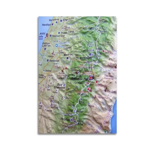 HAYZE Reliefkarten von Israel Poster, dekorative Leinwand, Wand- und Kunstposter, 60 x 90 cm HAYZE Reliefkarten von Israel Poster, dekorative Leinwand, Wand- und Kunstposter, 60 x 90 cm von HAYZE
