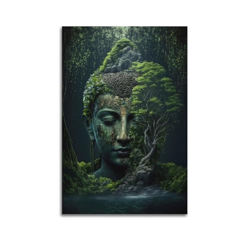 HAYZE Religiöses Zen-Poster The Buddha Who Came from Nature Dekorative Leinwand Wand & Kunst Poster Gemälde 40 x 60 cm von HAYZE