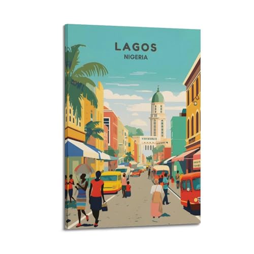 HAYZE Stadtreise-Poster, Lagos, Nigeria, dekoratives Leinwandbild, Wand- und Kunstposter, Gemälde, 40 x 60 cm von HAYZE