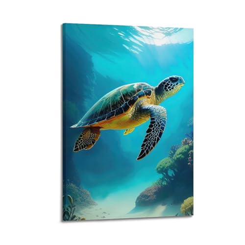 HAYZE Tier-Kunstwerk, Poster, einsame Schildkröte, dekorative Leinwand, Wand- und Kunstposter, Malerei, 30 x 45 cm HAYZE Tier-Kunstwerk, Poster, einsame Schildkröte, dekorative Leinwand, Wand- und Kunstposter, Malerei, 30 x 45 cm von HAYZE