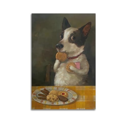 HAYZE Tier-Poster Welpe isst Kekse, dekorative Leinwand, Wand- und Kunstposter, Malerei, 30 x 45 cm von HAYZE
