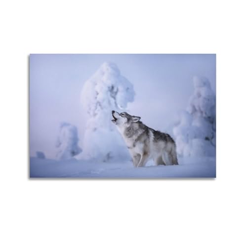 HAYZE Tierposter Wölfe im Schnee, dekorative Leinwand, Wand- und Kunstposter, 40 x 60 cm von HAYZE