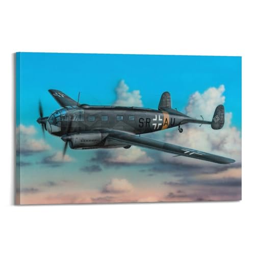 HAYZE Vintage Militärflugzeug Poster Siebel Si 204D Lichttransportflugzeug Dekorative Leinwand Wand & Kunst Poster Malerei 40 x 60 cm von HAYZE