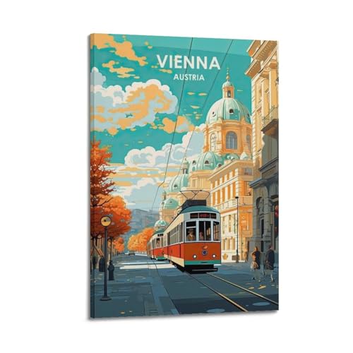 HAYZE Vintage-Poster mit Stadtreisen, Wien, Österreich, dekoratives Leinwandbild, Wand- und Kunstposter, Gemälde, 30 x 45 cm von HAYZE