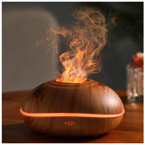 Flammen Diffuser mit 7 Farben Flammen Effekt, 200ml Stumm Diffuser mit Flammeneffekt mit Wasserlose Abschaltautomatik für Raumduft,Wood-Grain Flammen Diffuser mit 7 Farben Flammen Effekt, 200ml Stumm Diffuser mit Flammeneffekt mit Wasserlose Abschaltautomatik für Raumduft,Wood-Grain von HAZARA
