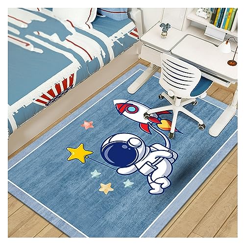 HAZARA Astronauten Spielteppich für Kinder, Weltraum Astronautenbereich steppich Weltraumthema pädagogischer Lernspielteppich rutschfeste Krabbelmatte Teppich für Schlafzimmer(A,160x230cm/63x90in) von HAZARA