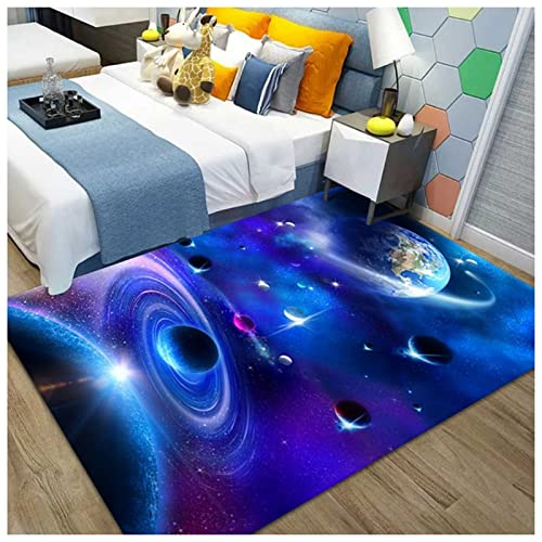 HAZARA Galaxie Sternenhimmel Teppich, Sonnensystem Teppich Weltraum Teppich Teppiche Universum Whirlpool Teppich 3D Optik Nebel Stern Teppich, Für Wohnzimmer Spielzimmer(B, 47.2in*63in) von HAZARA