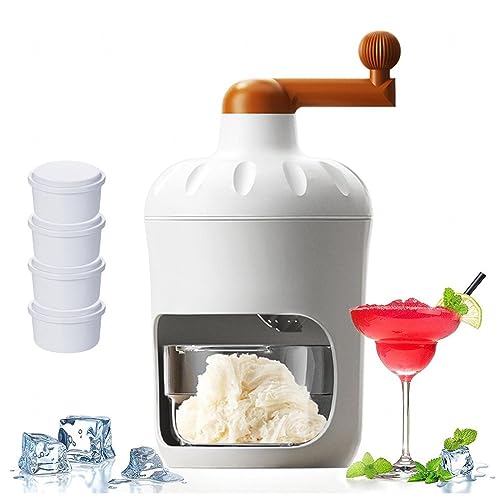 HAZARA Snow Cone Maker Machine, Kommt Mit 4 EiswüRfelformen, Eismaschine Verdickte Klinge,Sicher Und Arbeitssparend, EiswüRfelmaschine Mini, Ideal FüR KüChe,Bar,StrandausflüGe von HAZARA