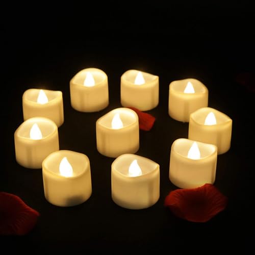 HAZENS LED Teelichter mit Timer 12-Stück | Elektrische flackernde Kerzen Mit Timerfunction | flammenlose Teelichter | automatisch 6 Stunden an & 18 Stunden aus 3.5x3.6CM, warm-weiß von HAZENS