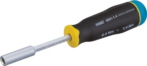 HAZET Drehmoment-Schraubendreher (0,4-1,4 Nm, inklusive 6,3 mm (1/4 Zoll)-Bit-Halter und Einstellwerkzeug) 6001-1.4/3 von Hazet