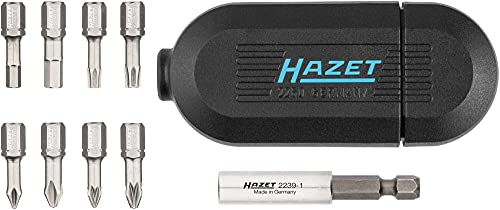 HAZET Edelstahl Bit-Set 2260X/10N | 10-teilig, Antrieb: Sechskant 6,3 mm (1/4 Zoll), mit Adapter geeignet für Bohrmaschinen und Akkuschrauber |mobiler Werkzeug-Kasten Made in Germany von Hazet