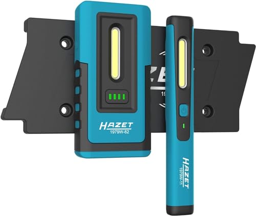 Hazet LED Lampen Set 1979NW/3 (3-teilig) I kleine und kompakte Werkstatt-Lampen mit hoher Leuchtleistung, stufenlos dimmbar, inkl. wireless charging pad mit Magnet-Haltefunktion von Hazet
