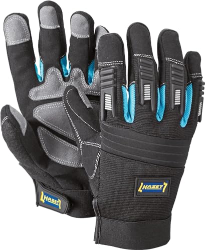 HAZET Mechaniker Handschuhe 1987-5L I Abriebbeständige, Rutschfeste Handschuhe in Größe L I Atmungsaktiv und Waschbar I Idealer Schutz für anspruchsvolle Aufgaben I Material: Kunstleder und PVC von Hazet