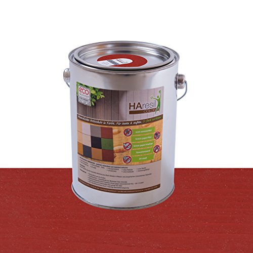 Bio Holzschutz farbig Braunrot Holzschutzlasur HAresil Color 2kg Eimer Wetterschutzfarbe Dauerschutzfarbe matt Holzwurmfrei,Pilzbekämpfung für Innen und Außen (Braunrot) von HAresil