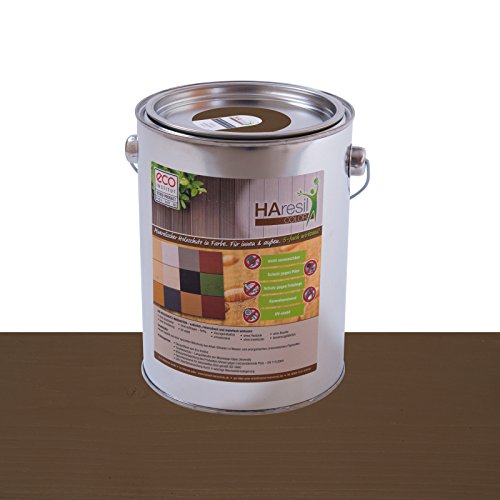 Bio Holzschutz farbig Nussbraun Holzschutzlasur HAresil Color 2kg Eimer Wetterschutzfarbe Dauerschutzfarbe matt Holzwurmfrei,Pilzbekämpfung für Innen und Außen (Nussbraun) von HAresil