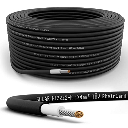 5m Solarkabel 4mm² für Photovoltaikanlagen von hb-digital | Solarmodul Reines Kupfer Verlängerungskabel Solarpanel Litze Leitung Einzelader flexibel zweischichtige spezielle Isolierung 1500V SCHWARZ von HB-DIGITAL