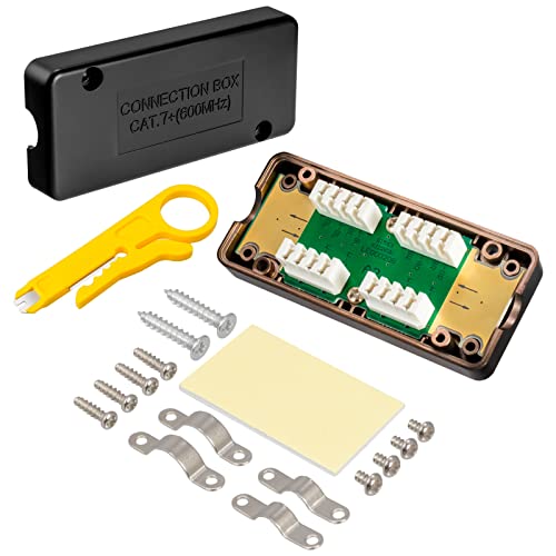 6x CAT7 LSA Connection Box Cat 7 Verbinder Verbindungsmodul | Netzwerkkabel Verlängerung für Verlegekabel CAT.7 CAT.6a CAT.6 | Verbinden Ethernet Internet LAN Kabelanschlusskasten + 1x Abisolierer von HB-DIGITAL