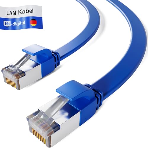 HB-DIGITAL 0,25m LAN Kabel RJ45 Patchkabel mit CAT 7 Rohkabel U/FTP Flach – 10 Gigabit Ethernet Netzwerkkabel Kupfer Profi PiMF für Patchpanel Switch PC Router – Blau von HB-DIGITAL