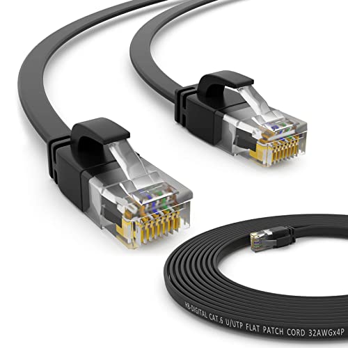 HB-DIGITAL 0,25m Netzwerkkabel LAN Flach Patchkabel mit RJ45 Stecker Kupfer Profi Slim flexibel für Gigabit Ethernet kompatibel mit PC, Router, Switch, Modem, TV, Spiel Konsole Schwarz von HB-DIGITAL