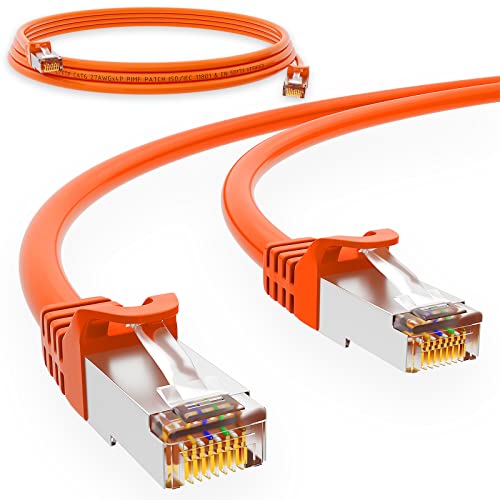 HB-DIGITAL 0,25m Patchkabel RJ45 LAN CAT 6 Ethernetkabel Netzwerkkabel bis zu 1 Gbit/s CAT 6 Kupfer Profi S/FTP DSL für Patchpanel Switch Router Modem - Orange von HB-DIGITAL