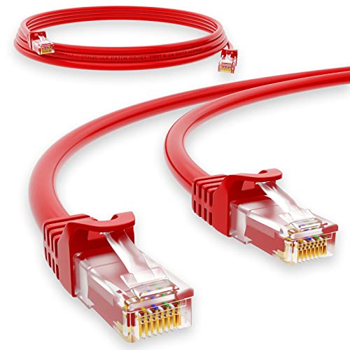 HB-DIGITAL 0,5m Netzwerkkabel LAN CAT.6 Kabel - Übertragungsgeschwindigkeit bis zu 1 Gbit/s - RJ45 Stecker 50cm Rot Kupfer Profi U/UTP Cat6 Ethernet Cable Patchcable Switch Router Modem von HB-DIGITAL