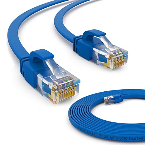 HB-DIGITAL 0,5m Netzwerkkabel LAN Flach Patchkabel mit RJ45 Stecker Kupfer PROFI Slim flexibel für Gigabit Ethernet kompatibel mit PC, Router, Switch, Modem, TV, Spiel Konsole Blau von HB-DIGITAL