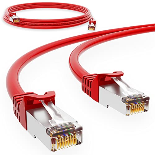 HB-DIGITAL 0,5m Patchkabel RJ45 LAN CAT 6 Ethernetkabel Netzwerkkabel bis zu 1 Gbit/s CAT 6 Kupfer Profi S/FTP DSL für Patchpanel Switch Router Modem - Rot von HB-DIGITAL