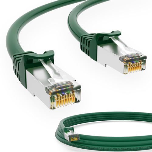 HB-DIGITAL 10m LAN Kabel RJ45 Patchkabel mit CAT 7 Rohkabel S/FTP - GHMT zertifiziert - 10 Gigabit Ethernet Netzwerkkabel Kupfer Profi PiMF für Patchpanel Switch PC Router - Grün von HB-DIGITAL