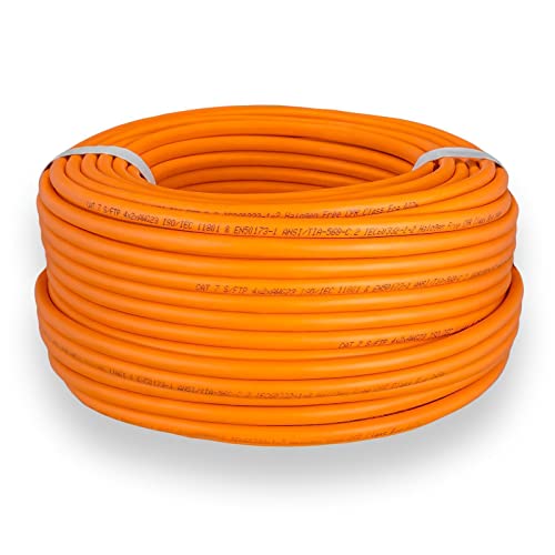 HB-DIGITAL 100m Basic Netzwerkkabel cat 7 Brandschutzklasse: Eca LAN Verlegekabel Cabel Kupfergemisch Profi S/FTP PIMF LSZH Halogenfrei orange RoHS-Compliant von HB-DIGITAL