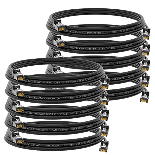 HB-DIGITAL 10x 0,25m Netzwerkkabel LAN CAT.6 Kabel - Übertragungsgeschwindigkeit bis zu 1 Gbit/s - RJ45 Stecker 25cm Schwarz Kupfer Profi S/FTP Cat6 Ethernet Cable Patchcable Switch Router Modem von HB-DIGITAL