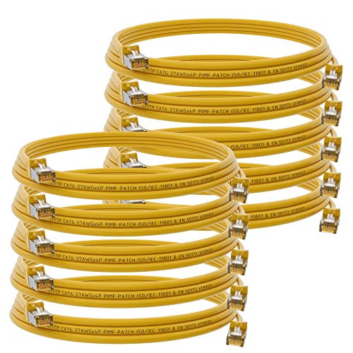 HB-DIGITAL 10x 0,25m Patchkabel RJ45 LAN CAT 6 Ethernetkabel Netzwerkkabel bis zu 1 Gbit/s CAT 6 Kupfer Profi S/FTP DSL für Patchpanel Switch Router Modem - Gelb von HB-DIGITAL