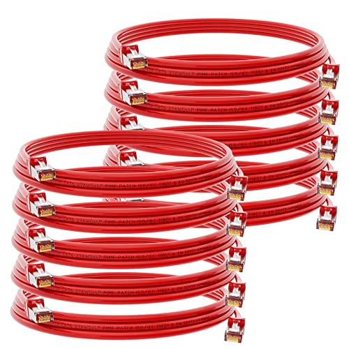 HB-DIGITAL 10x 0,25m Netzwerkkabel LAN CAT.6 Kabel - Übertragungsgeschwindigkeit bis zu 1 Gbit/s - RJ45 Stecker 25cm cat 6 Rot Kupfer Profi S/FTP Cat6 Ethernet Cable Patchcable Switch Router Modem von HB-DIGITAL