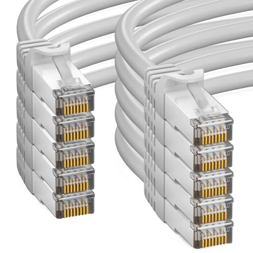 HB-DIGITAL 10x 0.5m LAN Kabel RJ45 Patchkabel mit CAT 7 Rohkabel S/FTP - GHMT zertifiziert - 10 Gigabit Ethernet Netzwerkkabel Kupfer Profi PiMF für Patchpanel Switch PC Router - Weiss HB-DIGITAL 10x 0.5m LAN Kabel RJ45 Patchkabel mit CAT 7 Rohkabel S/FTP - GHMT zertifiziert - 10 Gigabit Ethernet Netzwerkkabel Kupfer Profi PiMF für Patchpanel Switch PC Router - Weiss von HB-DIGITAL
