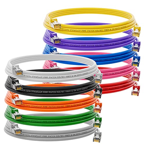 HB-DIGITAL 10x 1m Netzwerkkabel LAN CAT.6 Kabel - Übertragungsgeschwindigkeit bis zu 1 Gbit/s - RJ45 Stecker 25cm Mehrfarbig Kupfer Profi S/FTP Cat6 Ethernet Cable Patchcable Switch Router Modem von HB-DIGITAL