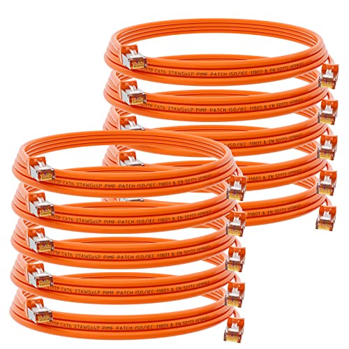 HB-DIGITAL 10x 1m Patchkabel RJ45 LAN CAT 6 Ethernetkabel Netzwerkkabel bis zu 1 Gbit/s CAT 6 Kupfer Profi S/FTP DSL für Patchpanel Switch Router Modem - Orange von HB-DIGITAL