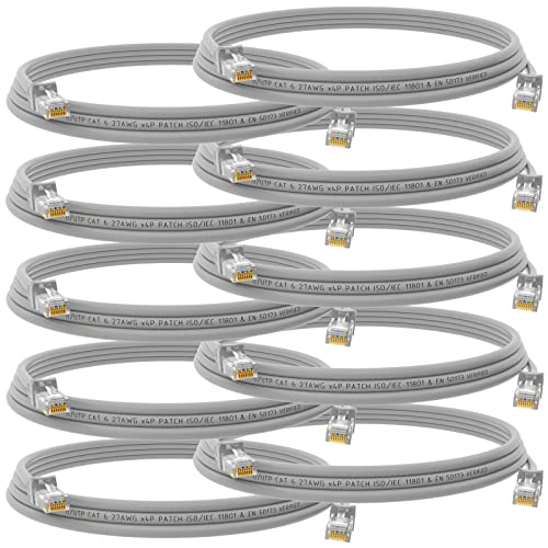 HB-DIGITAL 10x 1m Patchkabel RJ45 LAN CAT 6 Ethernetkabel Netzwerkkabel bis zu 1 Gbit/s CAT 6 Kupfer Profi U/UTP DSL für Patchpanel Switch Router Modem - Grau von HB-DIGITAL