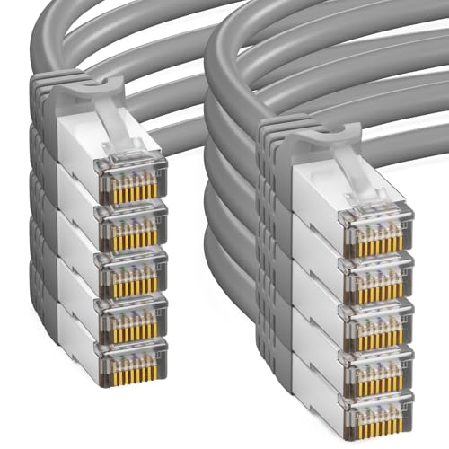 HB-DIGITAL 10x 2m LAN Kabel RJ45 Patchkabel mit CAT 7 Rohkabel S/FTP - GHMT zertifiziert - 10 Gigabit Ethernet Netzwerkkabel Kupfer Profi PiMF für Patchpanel Switch PC Router - Grau HB-DIGITAL 10x 2m LAN Kabel RJ45 Patchkabel mit CAT 7 Rohkabel S/FTP - GHMT zertifiziert - 10 Gigabit Ethernet Netzwerkkabel Kupfer Profi PiMF für Patchpanel Switch PC Router - Grau von HB-DIGITAL