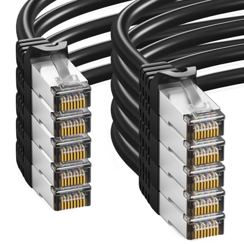 HB-DIGITAL 10x 2m LAN Kabel RJ45 Patchkabel mit CAT 7 Rohkabel S/FTP - GHMT zertifiziert - 10 Gigabit Ethernet Netzwerkkabel Kupfer Profi PiMF für Patchpanel Switch PC Router - Schwarz HB-DIGITAL 10x 2m LAN Kabel RJ45 Patchkabel mit CAT 7 Rohkabel S/FTP - GHMT zertifiziert - 10 Gigabit Ethernet Netzwerkkabel Kupfer Profi PiMF für Patchpanel Switch PC Router - Schwarz von HB-DIGITAL