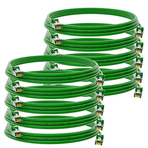 HB-DIGITAL 10x 2m Netzwerkkabel LAN CAT.6 Kabel - Übertragungsgeschwindigkeit bis zu 1 Gbit/s - RJ45 Stecker 25cm cat 6 Grün Kupfer Profi S/FTP Cat6 Ethernet Cable Patchcable Switch Router Modem von HB-DIGITAL