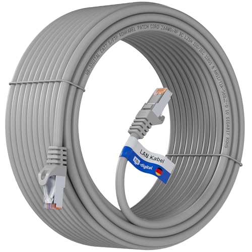 HB-DIGITAL 10x 30m LAN Kabel RJ45 Patchkabel mit CAT 7 Rohkabel S/FTP - GHMT zertifiziert - 10 Gigabit Ethernet Netzwerkkabel Kupfer Profi PiMF für Patchpanel Switch PC Router - Grau von HB-DIGITAL