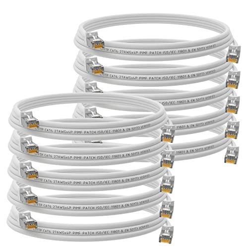 HB-DIGITAL 10x 5m Patchkabel RJ45 LAN CAT 6 Ethernetkabel Netzwerkkabel bis zu 1 Gbit/s CAT 6 Kupfer Profi S/FTP DSL für Patchpanel Switch Router Modem - Weiss von HB-DIGITAL
