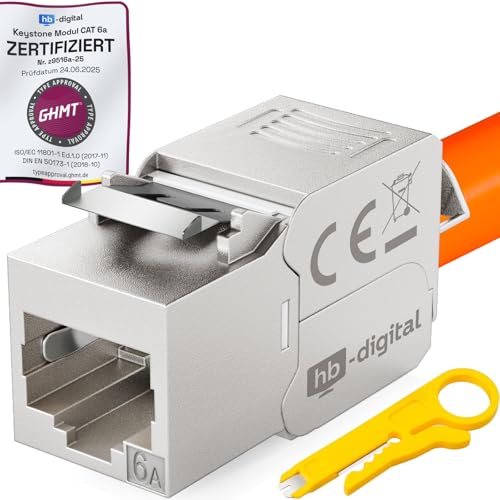 HB-DIGITAL 12x Cat.6a Keystone Modul RJ45 bis zu 500 MHz 10Gbits Cat6a Netzwerk Einbaubuchse STP Kupplung für Patchpanel Verlegekabel LAN Ethernet werkzeuglose Montage + Anlege-Abisolier-Werkzeug von HB-DIGITAL