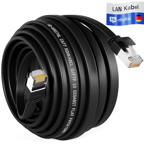HB-DIGITAL 15m LAN Kabel RJ45 Patchkabel mit CAT 7 Rohkabel U/FTP Flach – 10 Gigabit Ethernet Netzwerkkabel Kupfer Profi PiMF für Patchpanel Switch PC Router – Schwarz HB-DIGITAL 15m LAN Kabel RJ45 Patchkabel mit CAT 7 Rohkabel U/FTP Flach – 10 Gigabit Ethernet Netzwerkkabel Kupfer Profi PiMF für Patchpanel Switch PC Router – Schwarz von HB-DIGITAL