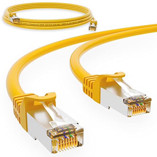 HB-DIGITAL 1m Patchkabel RJ45 LAN CAT 6 Ethernetkabel Netzwerkkabel bis zu 1 Gbit/s CAT 6 Kupfer Profi S/FTP DSL für Patchpanel Switch Router Modem - Gelb von HB-DIGITAL