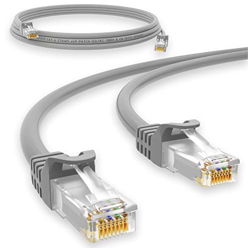 HB-DIGITAL 1m Netzwerkkabel LAN CAT.6 Kabel - Übertragungsgeschwindigkeit bis zu 1 Gbit/s - RJ45 Stecker 100cm cat 6 Grau Kupfer Profi U/UTP Cat6 Ethernet Cable Patchcable Switch Router Modem von HB-DIGITAL